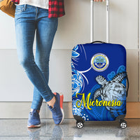 Micronesia Sea Turtle Luggage Cover Federated States Of Micronesia Tribal Floral Pattern