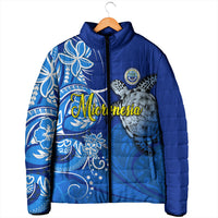 Micronesia Sea Turtle Padded Jacket Federated States Of Micronesia Tribal Floral Pattern
