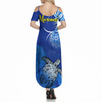 Micronesia Sea Turtle Summer Maxi Dress Federated States Of Micronesia Tribal Floral Pattern