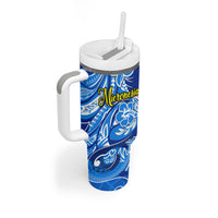Micronesia Sea Turtle Tumbler With Handle Federated States Of Micronesia Tribal Floral Pattern