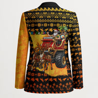 Tropical Christmas In July Santa Claus Blazer Festive Hawaiian With Beach Reindeer Sleigh