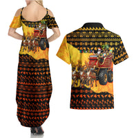 Tropical Christmas In July Santa Claus Couples Matching Summer Maxi Dress and Hawaiian Shirt Festive Hawaiian With Beach Reindeer Sleigh TS04 - Polynesian Pride