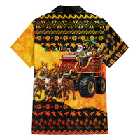 Tropical Christmas In July Santa Claus Family Matching Off The Shoulder Long Sleeve Dress and Hawaiian Shirt Festive Hawaiian With Beach Reindeer Sleigh TS04 - Polynesian Pride