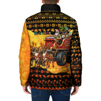 Tropical Christmas In July Santa Claus Padded Jacket Festive Hawaiian With Beach Reindeer Sleigh