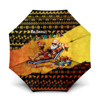 Tropical Christmas In July Santa Claus Umbrella Festive Hawaiian With Beach Reindeer Sleigh TS04 One Size Folded 11.42 inch Opened Diameter 37.4 inch Orange Black - Polynesian Pride