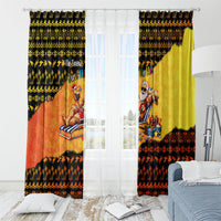 Tropical Christmas In July Santa Claus Window Curtain Festive Hawaiian With Beach Reindeer Sleigh