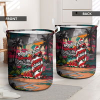 Tropical Christmas In July Candy Cane Surf Laundry Basket Vibrant Street Art Beach Graffiti Graphic