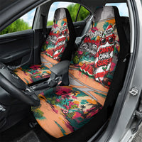 Tropical Christmas In July Candy Cane Surf Car Seat Cover Vibrant Street Art Beach Graffiti Graphic