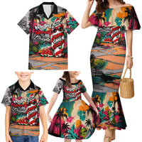 Tropical Christmas In July Candy Cane Surf Family Matching Mermaid Dress and Hawaiian Shirt Vibrant Street Art Beach Graffiti Graphic TS04 - Polynesian Pride