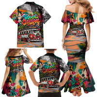 Tropical Christmas In July Candy Cane Surf Family Matching Mermaid Dress and Hawaiian Shirt Vibrant Street Art Beach Graffiti Graphic TS04 - Polynesian Pride