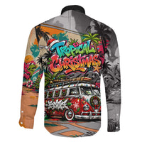 Tropical Christmas In July Candy Cane Surf Family Matching Off The Shoulder Long Sleeve Dress and Hawaiian Shirt Vibrant Street Art Beach Graffiti Graphic TS04 - Polynesian Pride