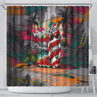 Tropical Christmas In July Candy Cane Surf Shower Curtain Vibrant Street Art Beach Graffiti Graphic TS04 - Polynesian Pride