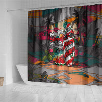 Tropical Christmas In July Candy Cane Surf Shower Curtain Vibrant Street Art Beach Graffiti Graphic TS04 - Polynesian Pride