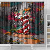 Tropical Christmas In July Candy Cane Surf Shower Curtain Vibrant Street Art Beach Graffiti Graphic TS04 - Polynesian Pride