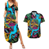 Pineapple Skull Couples Matching Summer Maxi Dress and Hawaiian Shirt Sumer Time TS04 - Polynesian Pride