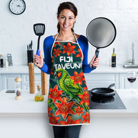 Fiji Taveuni Parrot Apron Tropical Waterfall Landscape With Floral Tribal Pattern