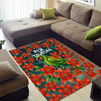 Fiji Taveuni Parrot Area Rug Tropical Waterfall Landscape With Floral Tribal Pattern