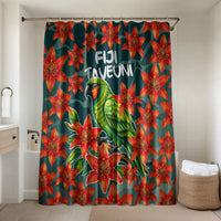 Fiji Taveuni Parrot Bathroom Set Tropical Waterfall Landscape With Floral Tribal Pattern