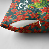 Fiji Taveuni Parrot Pillow Cover Tropical Waterfall Landscape With Floral Tribal Pattern