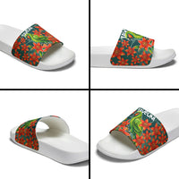 Fiji Taveuni Parrot Slide Sandals Tropical Waterfall Landscape With Floral Tribal Pattern