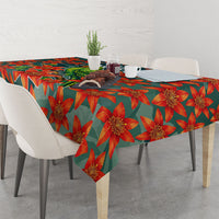 Fiji Taveuni Parrot Tablecloth Tropical Waterfall Landscape With Floral Tribal Pattern