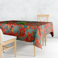 Fiji Taveuni Parrot Tablecloth Tropical Waterfall Landscape With Floral Tribal Pattern