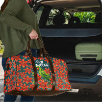 Fiji Taveuni Parrot Travel Bag Tropical Waterfall Landscape With Floral Tribal Pattern