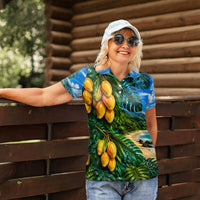 Hawaiian Mango Tropical Beach Women Polo Shirt Scenic Island Nature Exotic Fruit Graphic TS04 - Polynesian Pride