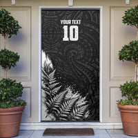 Personalized New Zealand Kiwi Bird Door Cover Grunge Maori Tribal Pattern Silver Fern