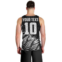 Personalized New Zealand Kiwi Bird Men Tank Top Grunge Maori Tribal Pattern Silver Fern