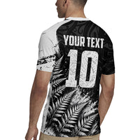 Personalized New Zealand Kiwi Bird Rugby Jersey Grunge Maori Tribal Pattern Silver Fern