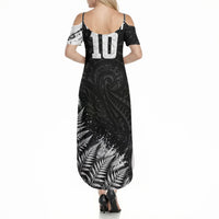 Personalized New Zealand Kiwi Bird Summer Maxi Dress Grunge Maori Tribal Pattern Silver Fern TS04 - Polynesian Pride