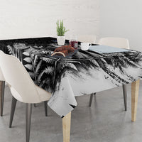 Personalized New Zealand Kiwi Bird Tablecloth Grunge Maori Tribal Pattern Silver Fern