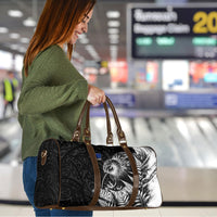 Personalized New Zealand Kiwi Bird Travel Bag Grunge Maori Tribal Pattern Silver Fern