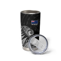 Personalized New Zealand Kiwi Bird Tumbler Cup Grunge Maori Tribal Pattern Silver Fern