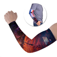 New Zealand Aotearoa Kiwi UFO Arm Sleeves Sci-Fi Galaxy Sunset Sky Tower And Mountain