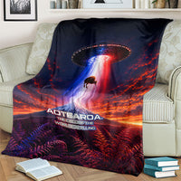 New Zealand Aotearoa Kiwi UFO Blanket Sci-Fi Galaxy Sunset Sky Tower And Mountain
