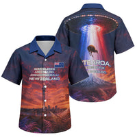 New Zealand Aotearoa Kiwi UFO Family Matching Puletasi and Hawaiian Shirt Sci-Fi Galaxy Sunset Sky Tower And Mountain