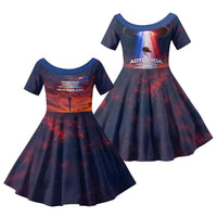 New Zealand Aotearoa Kiwi UFO Family Matching Short Sleeve Bodycon Dress and Hawaiian Shirt Sci-Fi Galaxy Sunset Sky Tower And Mountain