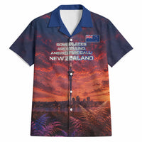 New Zealand Aotearoa Kiwi UFO Hawaiian Shirt Sci-Fi Galaxy Sunset Sky Tower And Mountain