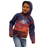 New Zealand Aotearoa Kiwi UFO Kid Hoodie Sci-Fi Galaxy Sunset Sky Tower And Mountain