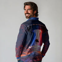 New Zealand Aotearoa Kiwi UFO Long Sleeve Polo Shirt Sci-Fi Galaxy Sunset Sky Tower And Mountain