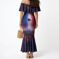New Zealand Aotearoa Kiwi UFO Mermaid Dress Sci-Fi Galaxy Sunset Sky Tower And Mountain