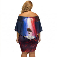 New Zealand Aotearoa Kiwi UFO Off Shoulder Short Dress Sci-Fi Galaxy Sunset Sky Tower And Mountain