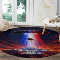 New Zealand Aotearoa Kiwi UFO Round Carpet Sci-Fi Galaxy Sunset Sky Tower And Mountain