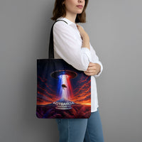 New Zealand Aotearoa Kiwi UFO Tote Bag Sci-Fi Galaxy Sunset Sky Tower And Mountain