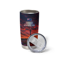 New Zealand Aotearoa Kiwi UFO Tumbler Cup Sci-Fi Galaxy Sunset Sky Tower And Mountain