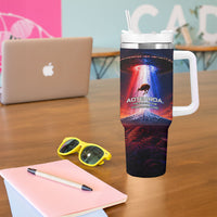 New Zealand Aotearoa Kiwi UFO Tumbler With Handle Sci-Fi Galaxy Sunset Sky Tower And Mountain