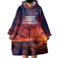 New Zealand Aotearoa Kiwi UFO Wearable Blanket Hoodie Sci-Fi Galaxy Sunset Sky Tower And Mountain