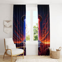 New Zealand Aotearoa Kiwi UFO Window Curtain Sci-Fi Galaxy Sunset Sky Tower And Mountain
